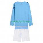 Camisolas de futebol Manchester City Criança Equipamento Principal 2025/26 Manga Comprida